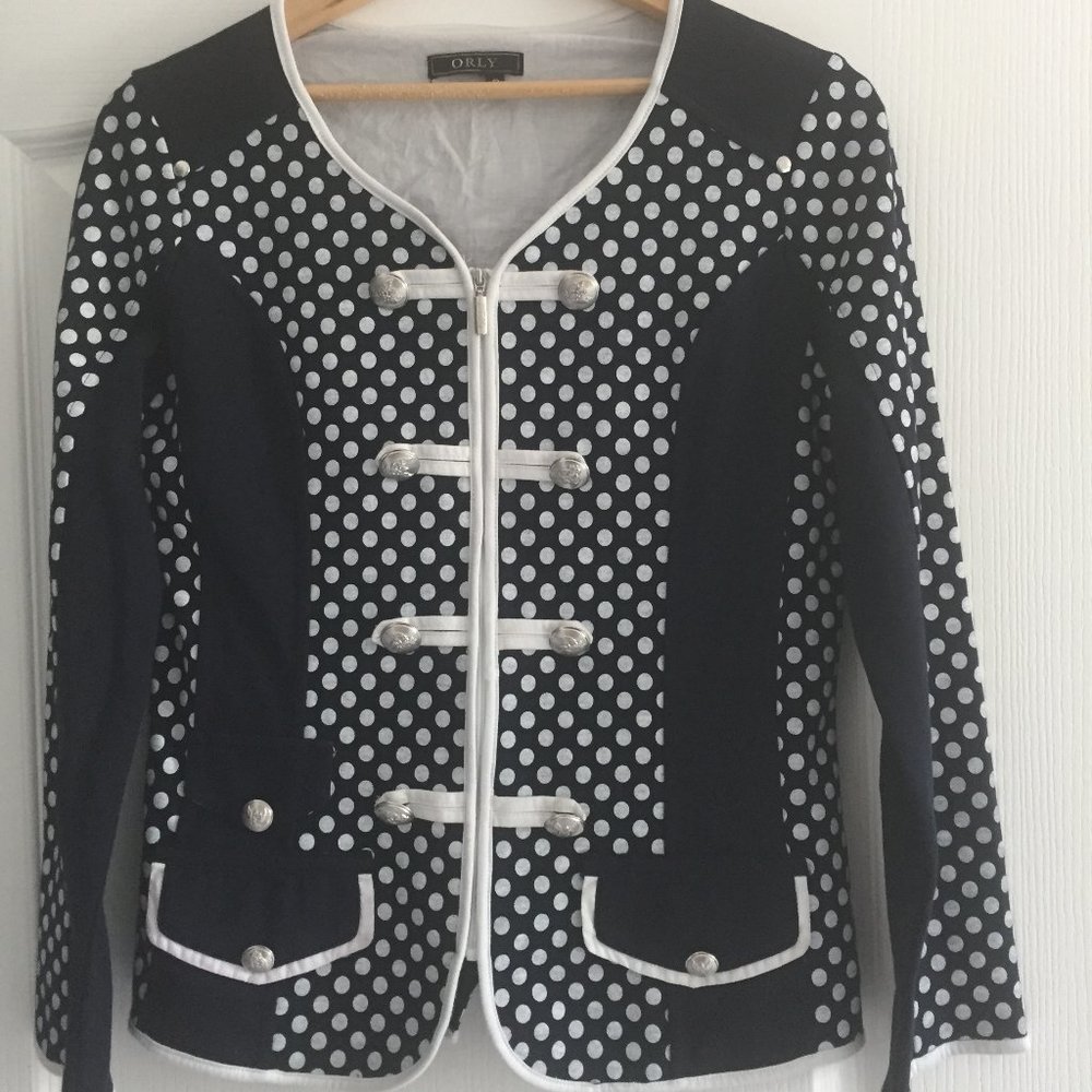 Orly White and Navy Soft Zip Up Jacket